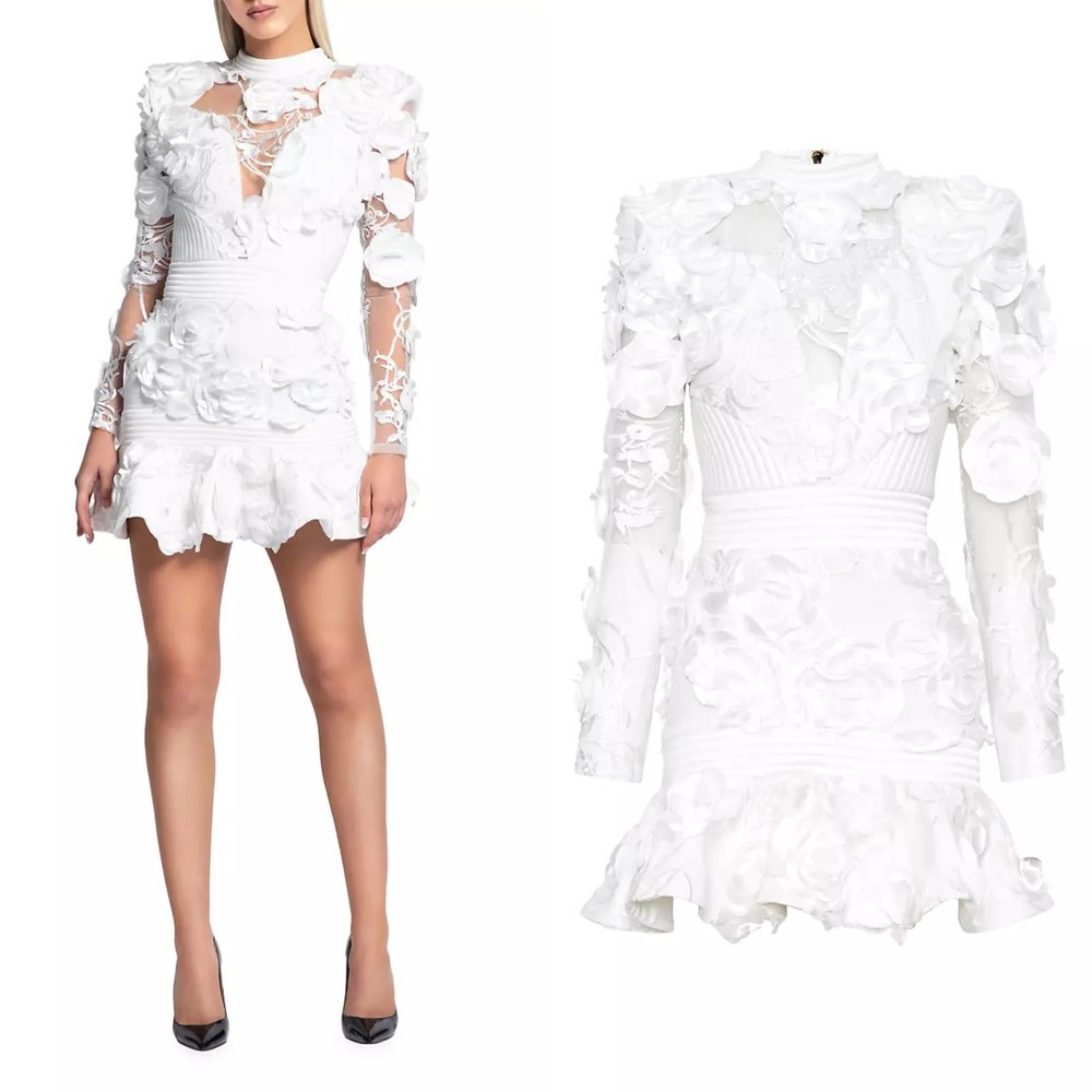 Zhivago Battle Lines Floral Vendetta Minidress white US4 - Picture 6 of 12